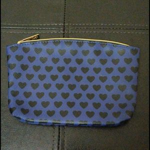 Ipsy Blue‎ Clutch with Black Hearts